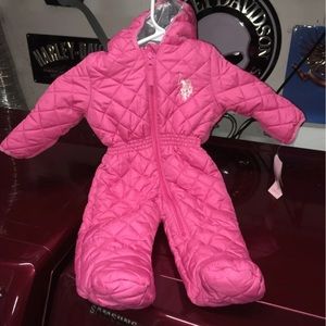 Baby girls U.S Polo pink puffer snow suit 3-6 mo